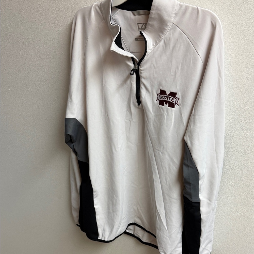 Cutter & Buck White and Black MS State Windbreaker